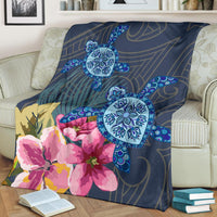 Hawaii Turtle Hibiscus Premium Blanket - LH Style - Polynesian Pride