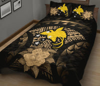 Papua New Guinea Polynesian Quilt Bed Set Hibiscus Gold - Polynesian Pride