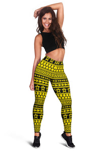 Polynesian Tattoo Tribal Yellow Hawaii Women's Leggings AH - Polynesian Pride