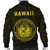 Hawaii Kakau Polynesian Coat Of Arms Men's Bomber Jacket - Yellow - Polynesian Pride