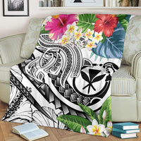 Polynesian Hawaii Kanaka Maoli Premium Blanket - Summer Plumeria (White) - Polynesian Pride