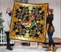 Hawaii Polynesian Premium Quilt - Hawaiian Dancing Girl Gold - Polynesian Pride