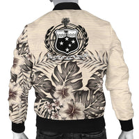 Samoa Men's Bomber Jacket - The Beige Hibiscus - Polynesian Pride