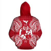 Tonga Polynesian ll Over Hoodie Map Red White - Polynesian Pride