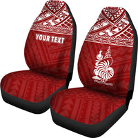 New Caledonia Custom Personalised Car Seat Covers - New Caledonia Coat Of Arms Polynesian Tattoo Red - Polynesian Pride