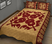 Hawaiian Quilt Pattern Guitar Flower Quilt Bed Set - Polynesian Pride