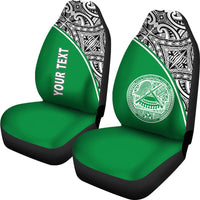 American Samoa Custom Personalised Car Seat Covers - American Samoa Seal Polynesian Green Curve - Polynesian Pride