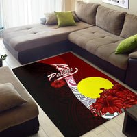 Palau Polynesian Area Rug - Coat Of Arm With Hibiscus - Polynesian Pride