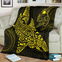 Shark Polynesian Blanket - Polynesian Tattoo Yellow - Polynesian Pride
