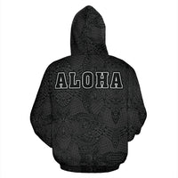 Hibiscus Polynesian Gray Hawaii Turtle Hoodie (Zip) - Polynesian Pride