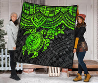 Cook Islands Polynesian Premium Quilt - Green Turtle - Polynesian Pride