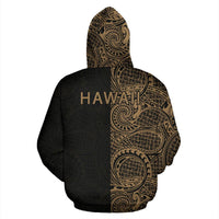 Hibiscus Hoodie Zip up Polynesian Half Style Gold - Polynesian Pride