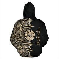 Tahiti Polynesian Hoodie Tahiti Flag Heartbeat Pattern TH0 - Polynesian Pride