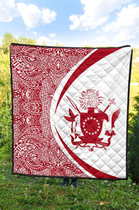 Cook Islands Coat Of Arms Polynesian Premium Quilt - Circle Style - 07 - Polynesian Pride