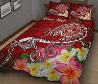 Tahiti Custom Personalised Quilt Bed Set - Turtle Plumeria (Red) - Polynesian Pride
