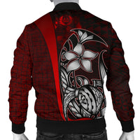 Tonga Micronesia Men's Bomber Jackets Red - Turtle With Hook - Polynesian Pride