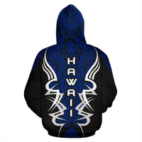 Hawaii Turtle Tribal Blue Zip up Hoodie Armor Style - Polynesian Pride