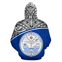 Marshall Islands Polynesian Zip up Hoodie Blue Curve - Polynesian Pride