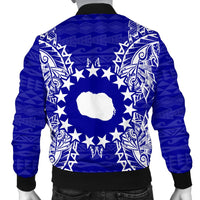 Cook Islands Polynesian Men's Bomber Jacket Map Blue - Polynesian Pride