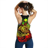 Papua New Guinea Women's Racerback Tank - Reggae Shark Polynesian Tattoo - Polynesian Pride