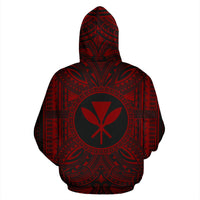 Kanaka Maoli ll Over Hoodie Kanaka Maoli Coat of rms Polynesian Red Black - Polynesian Pride