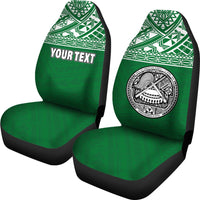 American Samoa Custom Personalised Car Seat Covers - American Samoa Seal Polynesian Green Horizontal - Polynesian Pride