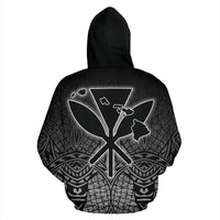 Hawaii Kanaka Polynesian Zipper Hoodie White Neon Style - Polynesian Pride