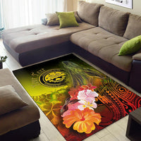 Federated States of Micronesia Custom Personalised Area Rug - Humpback Whale with Tropical Flowers (Yellow) - Polynesian Pride