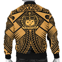 Samoa Polynesian Men's Bomber Jacket - Samoa Gold Seal with Polynesian Tattoo - Polynesian Pride