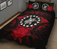 Cook Islands Polynesian Quilt Bed Set Hibiscus Red - Polynesian Pride