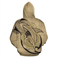 Samoa Zip up Hoodie Samoa Coat of Arms Polynesian Shark Pattern TH0 - Polynesian Pride