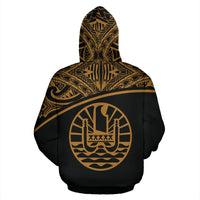 French Polynesia All Over Custom Zip up Hoodie Curve - Polynesian Pride