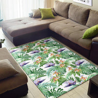 Tropical Orange Orchids Strelitzia Monstera Rug - Polynesian Pride