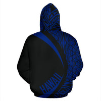 Polynesian Kanaka Maoli Map of Hawaii Hoodie Blue Circle Style - Polynesian Pride