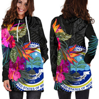 Federated States of Micronesia Women's Hoodie Dress - Polynesian Hibiscus Pattern - Polynesian Pride