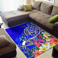 Tahiti Area Rug - Turtle Plumeria (Blue) - Polynesian Pride