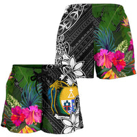 Nauru Women Shorts - Turtle Plumeria Banana Leaf Crest - Polynesian Pride