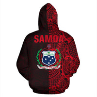 Samoa Zip up Hoodie Samoa Coat of Arms Polynesian Tattoo Style - Polynesian Pride