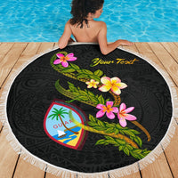 Guam Custom Personalised Beach Blanket - Plumeria Tribal - Polynesian Pride