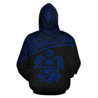 Guam All Over Hoodie Micronesian Curve Blue Style - Polynesian Pride