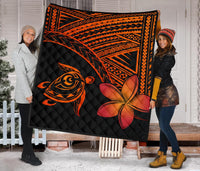 Hawaii Quilt - Hawaii Turtle Plumeria Quilt Orange - Polynesian Pride