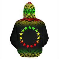 Cook Islands Polynesian Zip up Hoodie Fog Reggae - Polynesian Pride