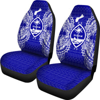 Guam Car Seat Cover - Guam Coat Of Arms Map Blue - Polynesian Pride