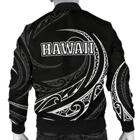 Hawaii Turtle Map Polynesian Men's Bomber Jacket - White - Frida Style - Polynesian Pride
