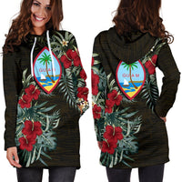 Guam Hoodie Dress - Guam Flag Hibiscus - Polynesian Pride