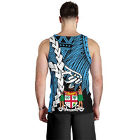Fiji Polynesian Custom Personalised Men's Tank Top - Tribal Wave Tattoo Flag Style - Polynesian Pride