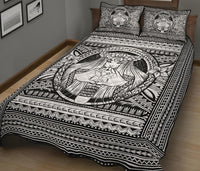 Hawaii Polynesian Pele Mauna Kea Quilt Bed Set White - Polynesian Pride