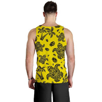 Polynesian Turtle Palm And Sea Pebbles Yellow Hawaii Men's Tank Top - Polynesian Pride