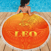 Sun In Leo Zodiac Beach Blanket Polynesian Tattoo Simple - Orange - Polynesian Pride