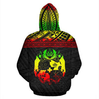 Tonga Polynesian All Over Custom Hoodie Reggae Horizontal Style - Polynesian Pride
